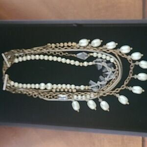 Mixed media bib necklace